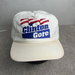 Vintage Election Trucker Hat Cap Made In USA Bill Clinton Al Gore 90s Rope Adult